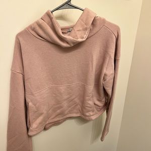 Cropped pink sweatshirt.